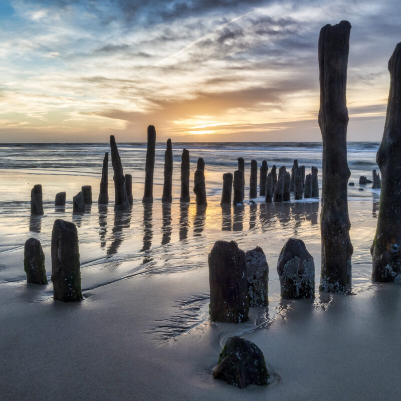 Buhne im Abendmeer
